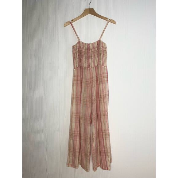 CHRISTY DAWN Avery Pink Plaid Smocked Bust Cotton Jumpsuit US XSMALL - Picture 10 of 13